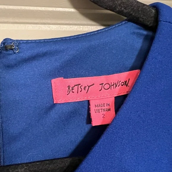 NWT Betsey Johnson Blue Puff Sleeve Scuba Sheath Dress Size 2 - Picture 2 of 12